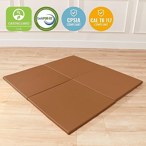 ECR4Kids SoftZone Play Patch Activity Mat Squares, Modular Playmat, Chocolate, 4-Pack - color: Chocolate