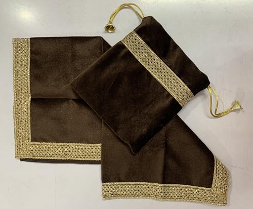 SMMS Spiritual Velvet Table Cloth Altar Tarot Spread (Brown, Small- 46cm*46cm/ 18inch*18inch) - color: Brown, size: Small- 46cm*46cm/ 18inch*18inch