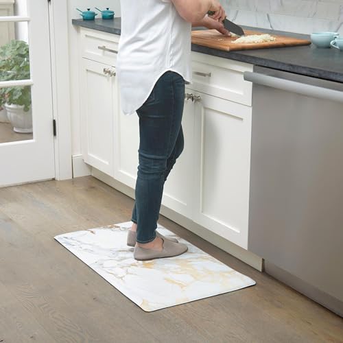 SoHome Cozy Living Anti Fatigue Mat Kitchen Mat Non Slip Stain Resistant Easy Clean 1/2 Inch Thick Kitchen Floor Mats, Marble Gold 17.5" x 30" - color: Gold, size: 30"L x 17.5"W x 0.5"Th