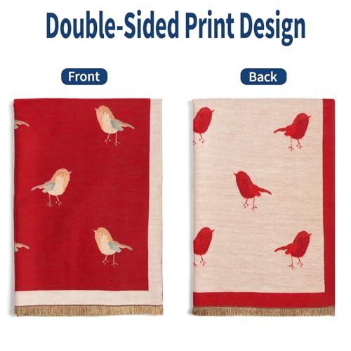 QIUTIMIY Pashmina Shawl Wraps for Womens Winter Scarf Reversible Pattern Designer Ladies Shawls and Wraps for Evening Dresses - color: Flower3-red