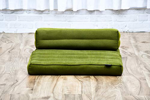Leewadee Foldable Floor Mattress – 2 in 1 Floor Meditation Mat for Yoga and Relaxation, Seating Futon with Kapok - color: Cl23 - Green