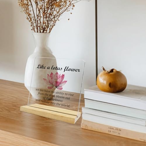 Lotus Flowers Gifts for Women,Like A Latus Flower Acrylic Sign,Inspirational Plaque for Yoga Meditation Room - color: Lotus