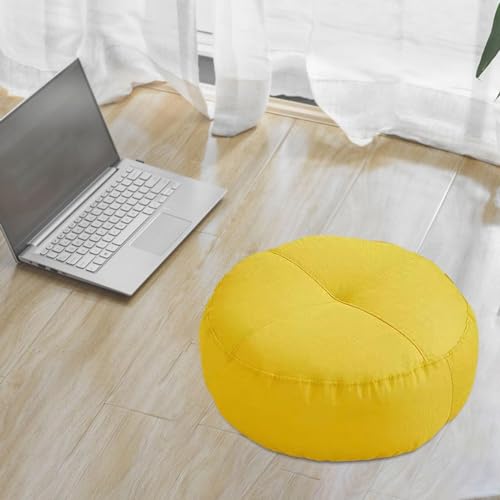 Round Floor Pillow Meditation Cushion for Sofa Bed, Adults Kids Office, Yellow