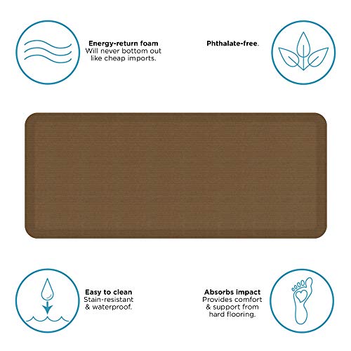 NewLife by GelPro Anti-Fatigue Designer Comfort Kitchen Floor Mat, 20" x48”, Grasscloth Khaki Stain Resistant Surface with 3/4” Thick Ergo-Foam Core for Health and Wellness