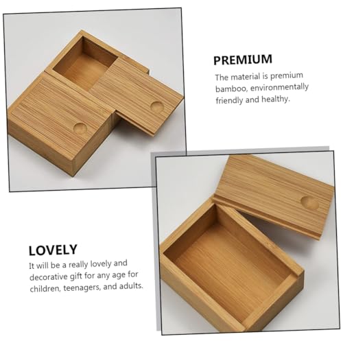 FOMIYES Bamboo Pull-out Lid Storage Box Decorative Jewelry Organizer Desktop Storage Solution for Home and Office Natural Finish Practical Design