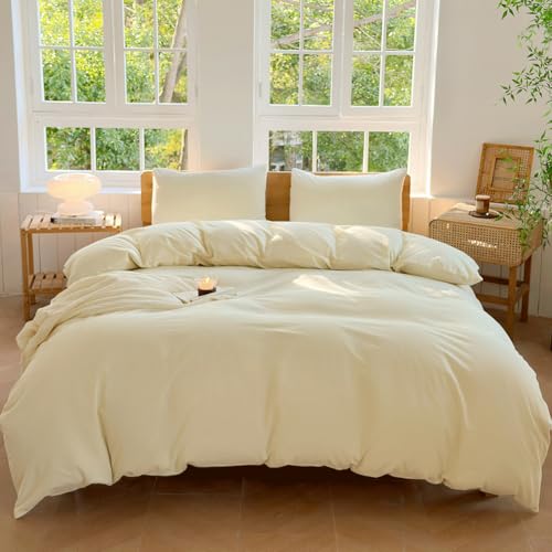 100% Washed Cotton Weighted Blanket Cover, Linen Feel Duvet Cover for Weighted Blanket 80"x87", Plain Simple Cotton Heavy Blanket Duvet Cover (Cream White, 80"x87") - color: Cream White (No Blanket), size: 80"x87"