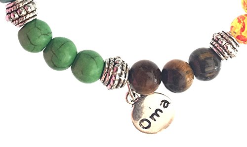 OMA 7 Chakra Semi Precious Stones Tibetan Buddhist Meditation and Healing Bracelet With Charm Brand - style: Peace