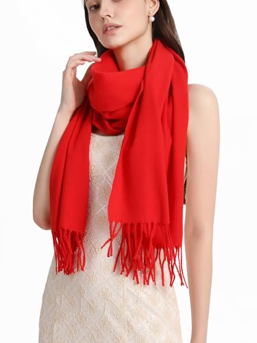 Pashmina Shawl and Wraps for Evening Dresses Resemble Cashmere Scarf for Women Wedding Winter Warm Shawls - color: Red