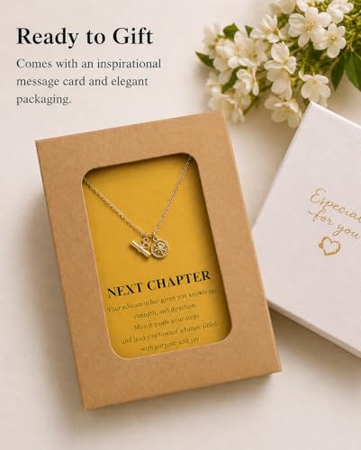 Zealmer Dainty 18K Gold Plated Compass World Map Pendant Necklace Graduation Gift for Friends - style: Diploma