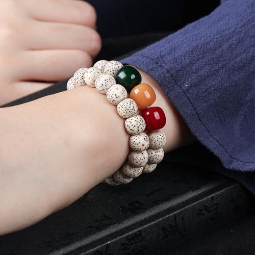 Natural Star Moon Bodhi Bracelet for Women Men Double-loop Winding Star Moon Bead Bracelet Meditatioon Healing Anxiety Relief Energy Buddha Bead Bracelets Birthday Gift - color: Bodhi 22