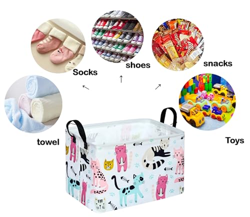 Rectangle Gift Storage Basket Home Shelf Storage Basket Organizer Box Clothes Laundry Hamper Nursery Basket Laundry Basket with Handles (Cat) - color: CAT