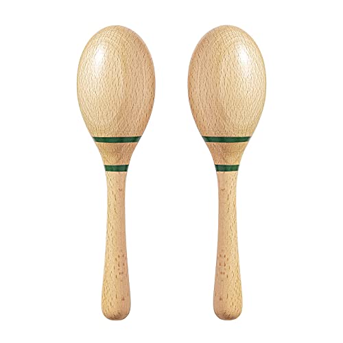 Maracas Hand Percussion Rattles,Beech Wood Material Rumba Shakers with Clear and Professional Sounds Musical Instrument for Party,Games (Natural) - color: Natural