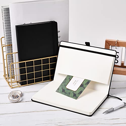 Dotted Journal/Notebook - Dot Grid Hard Cover Notebook, Premium Thick Paper with Fine Inner Pocket, Black Smooth Faux Leather, Pen Loop, 5.3''×8.26'' - Black - color: Black, size: Dotted