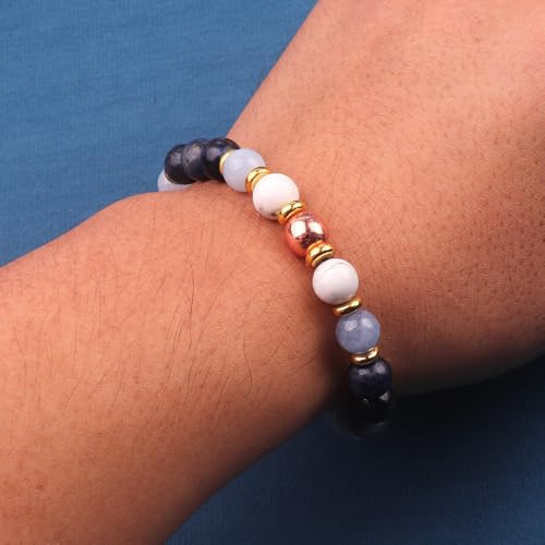 KSQS Healing Stone Bead Bracelet for Women, Natural Gemstones Balance Protection Bracelet, Spiritual Crystal Beads Bracelet Anxiety Relief with Meaning Card - style: Calming