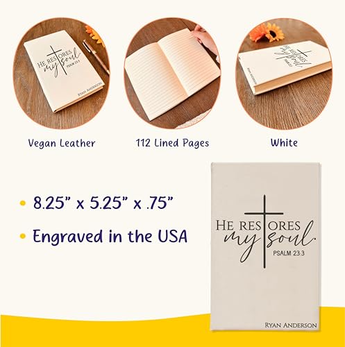 Personalized Christian Prayer Journal for Men & Women, Custom Engraved Name, Daily Devotional, Scripture Writing, Gratitude and Faith Gift
