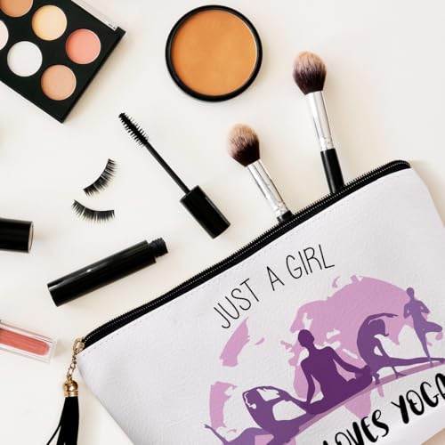 Yoga Gifts for Women Makeup Bag, Gifts for Yoga Loves, Funny Yoga Accessories Gifts for Women Sisters Besties Daughter Waterproof PU Leather Yoga Cosmetic Bag