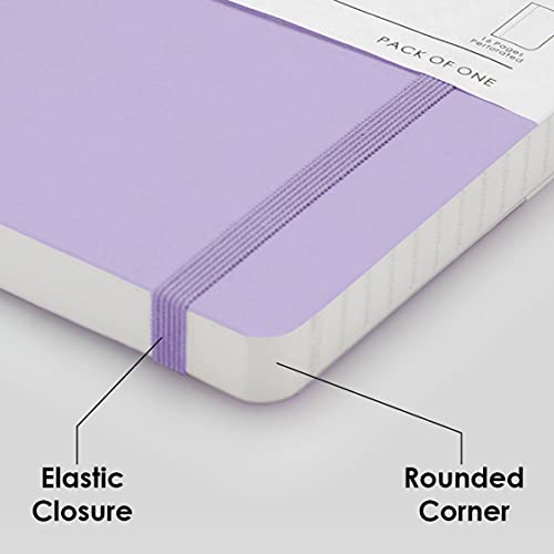 myPAPERCLIP Limited Edition A5 Checks/Square Grid Notebook | 192 Pages, 100 GSM, Soft Cover, A5 (5.83 × 8.27 in) | Flat Lay | Bookmark & Elastic Closure | Lilac - color: Lilac, style: Checks
