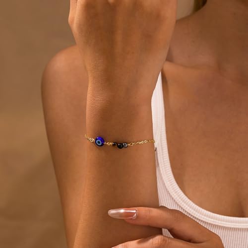 Triple Threat Protection Bracelet for Women,Evil Eye Natural Healing Crystal Beaded Bracelet for Protection - style: Triple Threat Bracelets (Link)