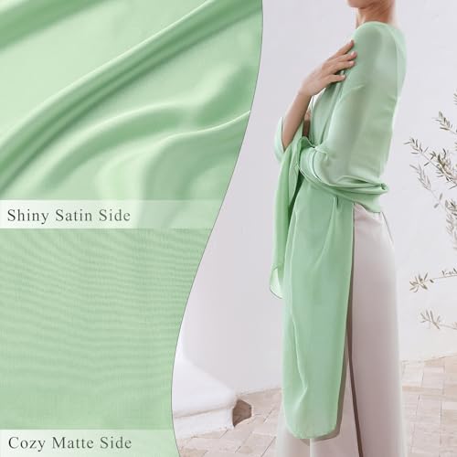 RIIQIICHY Women Shawls and Wraps for Evening Dresses Like Chiffon Silk Scarf Formal Silky Pashmina Shawls for Weddings - color: Green-1