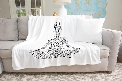 3dRose Yoga Person Meditating Abstract Design Illustration Art Graphic Silktouch Minky Blanket
