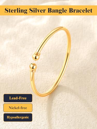 U7 Unisex Simple Cuff Bracelet 18K Real Gold Platinum Plated Fine Bracelets Fashion Jewelry Open Bangle Cuff Bracelets, Twisted or Heart Style - color: C.Simple Cuff-Gold Plated Sterling Silver