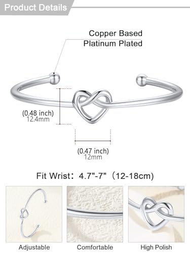 U7 Unisex Simple Cuff Bracelet 18K Real Gold Platinum Plated Fine Bracelets Fashion Jewelry Open Bangle Cuff Bracelets, Twisted or Heart Style - color: D.Knot Bracelet-Platinum