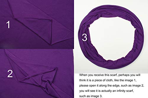 corciova Black Soft Girl Women Infinity Wrap Scarf Stretchy Jersey Knit Sleep Head Circle Scarf Continuous Loop Light Weight - color: 106 Purple