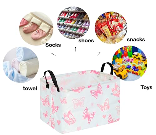 Storage Basket Home Shelf Basket Kids Organizer Box Clothes Laundry Hamper Nursery Bin Gift Laundry Basket with Handles for Home (Butterfly) - color: Butterfly