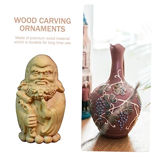 Wood Carved Bodhidharma Statue Unique Wooden Ornament for Home and Tea Room Decor Handcrafted Craft Meditation and Zen Spaces