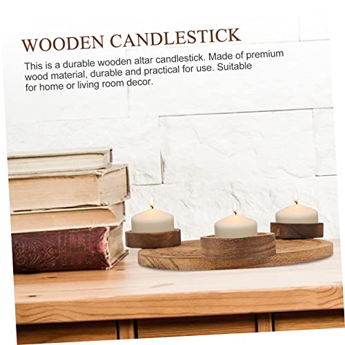 Wooden Candle Holder for Altar Table Decor Divination Rituals Modern Altar Plate Set