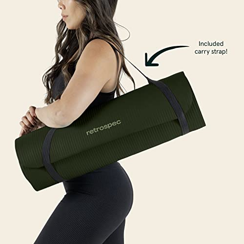 Retrospec Solana Yoga Mat Thick 1/2in Non-Slip Workout Mat with Nylon Strap - 72x24in Exercise Mat for Pilates, Stretching & Fitness - BPA Free, Easy Clean - color: Wild Spruce