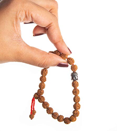 Wonder Care Authentic Rudraksha Mala | 5face Genuine Himalayan Rudraksha bracelet | Rudraksha Bead| Beaded Bracelets for Men | Pendant Necklace with Bead Bracelets - color: Rudraksha Buddha-2pcs