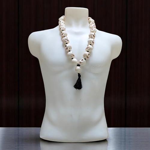 Mund Mala Skull Necklace – Mahakali Rosary 33+1 Beads – Narmund Bone Mala for Tantric Kali Sadhana, Yoga, Meditation, Healing, Evil Eye Protection, Gothic Halloween Jewelry