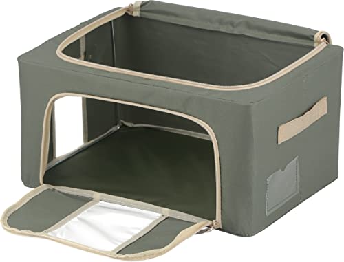 Fuji Boeki 63512 Storage Box, Width 15.4 x Depth 11.4 x Height 7.9 inches (39 x 29 x 20 cm), Green, 5.6 gal (22 L), with Small Window, Stackable - color: Green, size: 22L