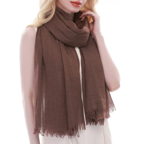 RIIQIICHY Scarf for Women Lightweight Solid Color Long Fashion Gauze Scarves Shawl Wrap - color: Chocolate