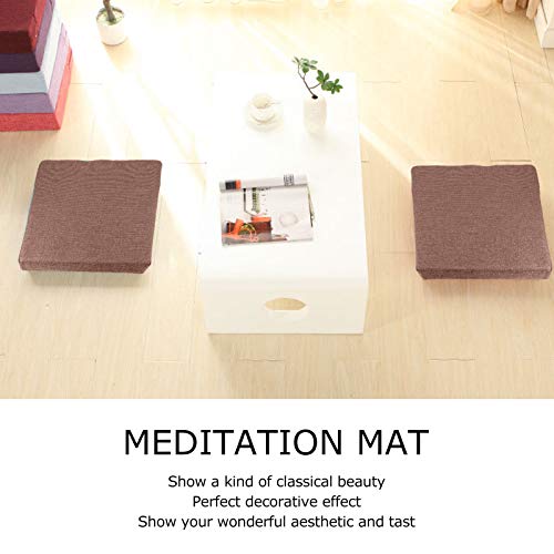Household Square Floor Cushion for Yoga and Meditation, Removable Washable Meditation Mat Cushion - color: square linen brown