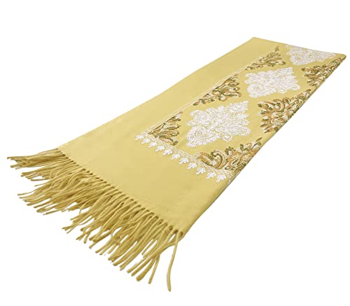 Urban CoCo Women's Embroidered Tassel Long Shawl Oversize Scarf Wraps for Women - color: #2-turmeric