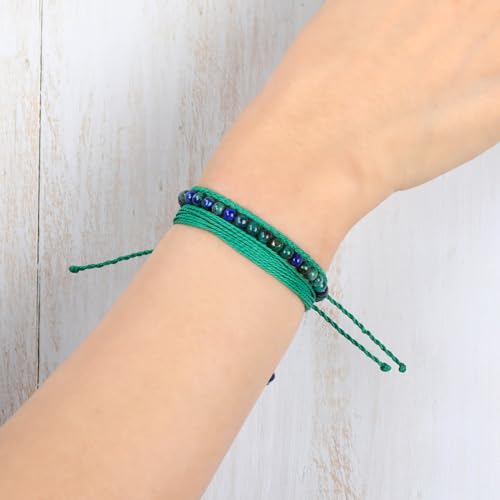 QOGIR Handmade Healing Bracelet,6mm Natural Gem Stone Bracelet rope bracelet - color: Chrysocolla Lapis(Stone of breadth), size: 4mm