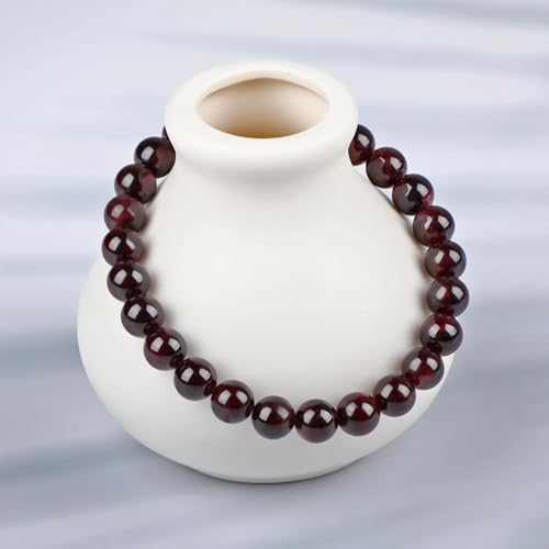 LPBeads Handmade Natural Gemstone Stretch Elastic Bracelet Healing Crystal Round Stone Beads Jewelry Gifts for Women Men - color: Garnet, size: 8mm