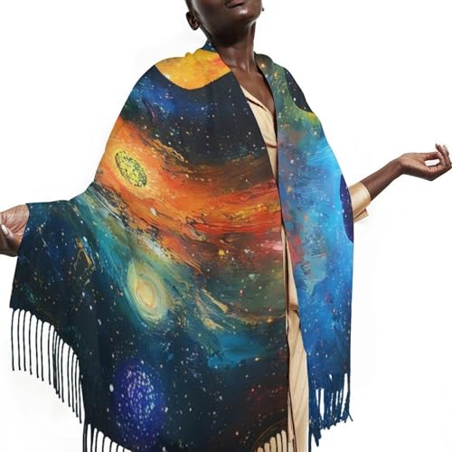 Meditating Cosmic Psychedelic Classic Scarf Soft Shawl Wraps for Women Warm Winter Accessories