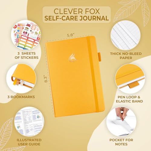 Clever Fox Self-Care Journal – Wellness & Daily Reflection Notebook – Mental Health & Personal Development Journal – Self-Care, Meditation & Mood Journal for Women & Men – A5 Size (Amber Yellow) - color: Amber Yellow, size: A5 (5.8'' x 8.3'')