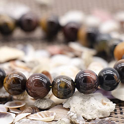 8mm Natural Gemstone Stretch Bracelet, Handmade Unisex Crystal Bracelets for Meditation, Yoga, Spiritual Healing & Positive Energy - color: Multicolor Tiger Eye
