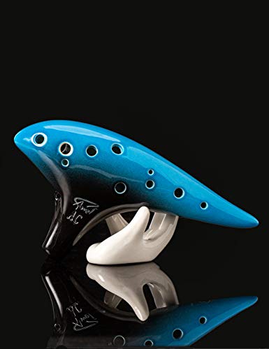 “Ocean Notes” 12 Hole Sweet Potato Ocarina Graceful Shape Pottery Ocarina in Alto C - style: Night Blue