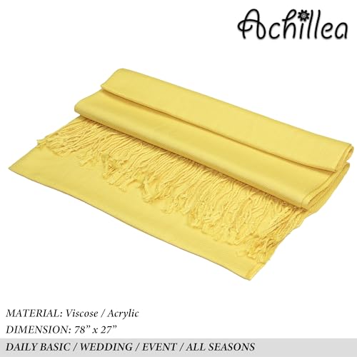 Achillea Lightweight Pashmina Scarf for Women – Soft Silky Shawl Wrap for Evening Dresses, Bridesmaids & Everyday Wear - color: Yellow