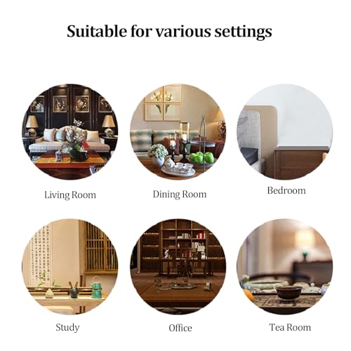 Landscape Desktop Decoration with LED Light Ring and backflow Incense Burner, Artificial Rockery Landscape on Solid Wood Base, Zen-Inspired Interior Decoration