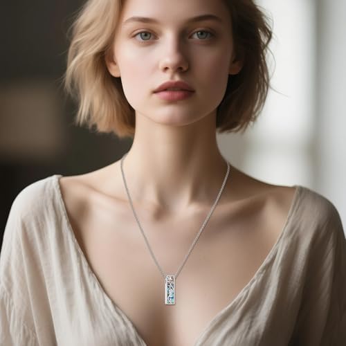 Cremation Urn Necklaces for Ashes Sterling Silver 3D Vertical Bar Memorial Pendant for Loved Ones Keepsake Cremation Jewelry Gifts for Women Men - style: Rose Flower