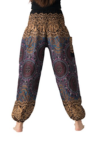 B BANGKOK PANTS Harem Pants Women Yoga Boho Clothes with Pockets - color: Bohorose Grey, size: One Size