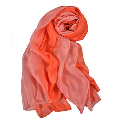 Cotton Silk Scarf Elegant Soft Wraps Color Shade Scarves for Women - color: Orange