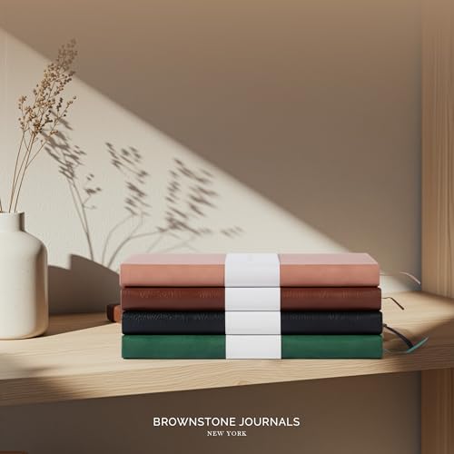 BROWNSTONE JOURNALS A5 Hardcover Lined Journal 5"x8" - Notebook for Work & Writing, 160 Pages Thick 100 GSM Paper, Lay Flat Binding, Elastic Band, Ribbon Bookmark (Rose Wood) - color: Rose Wood