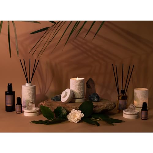 Van Dang Crystal Stone Meditation Set Clear Quartz | Diffuser Oil Dropper Aromatherapy | Luxury Spiritual Home Decor Fragrance Gift Notes of Cardamom, Nutmeg, Pepper, Myrrh, Sandalwood (Buddhapada) - color: Buddhapada